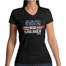 Load image into Gallery viewer, Women's Save OUR Children Red White & Blue - V-Neck