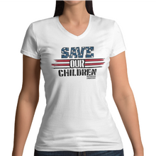 Load image into Gallery viewer, Women's Save OUR Children Red White & Blue - V-Neck