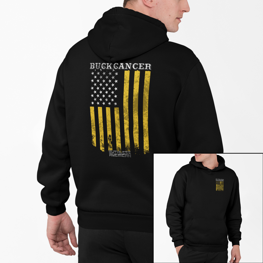 Buck Cancer Flag Gold - Pullover Hoodie
