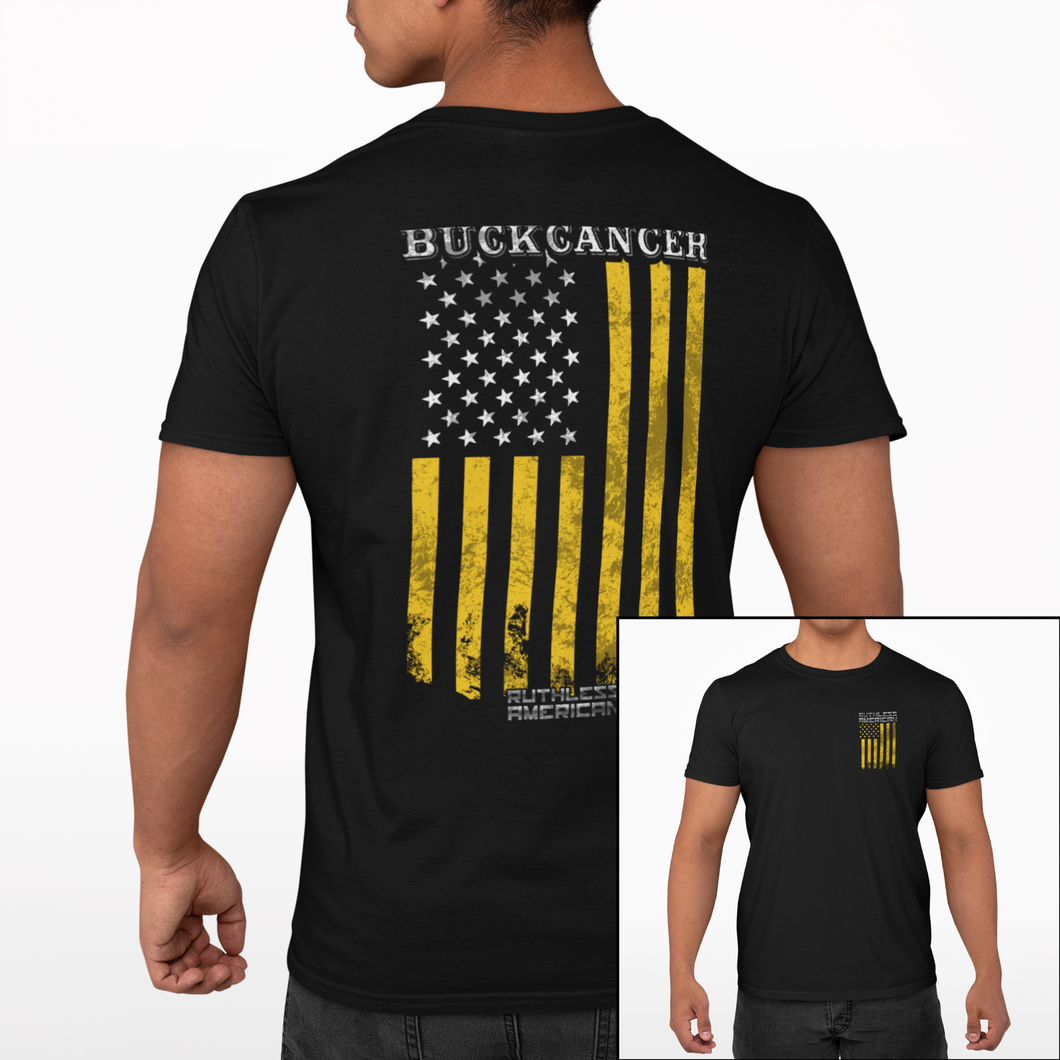 Buck Cancer Flag Gold - S/S Tee