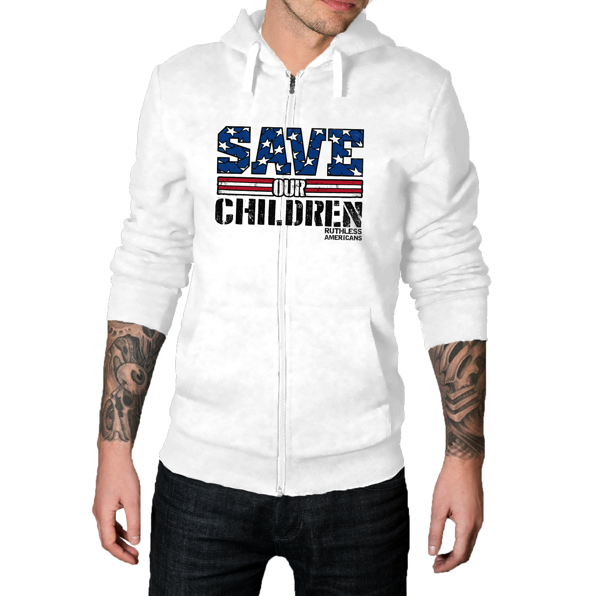 Save OUR Children Red White Blue Zip Up Hoodie