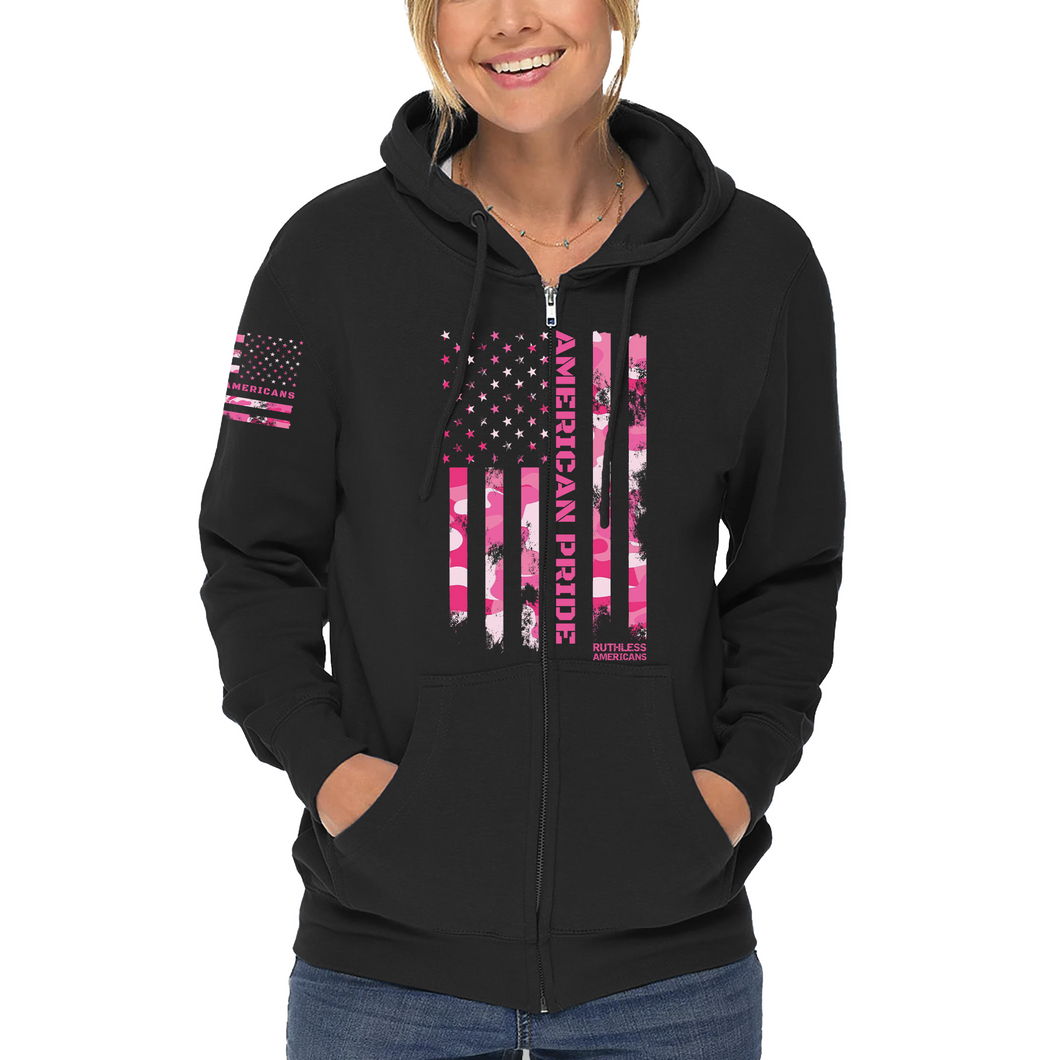 Women's American Pride Tactical Pink Camo - Zip-Up Hoodie