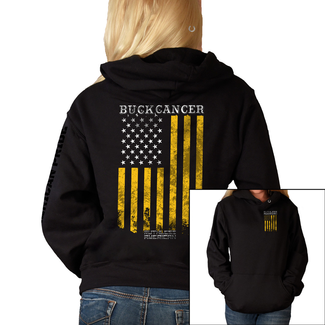 Women's Buck Cancer Flag Gold - Pullover Hoodie
