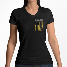 Load image into Gallery viewer, Women&#39;s Buck Cancer Flag Gold - V-Neck
