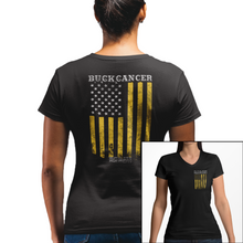 Load image into Gallery viewer, Women&#39;s Buck Cancer Flag Gold - V-Neck

