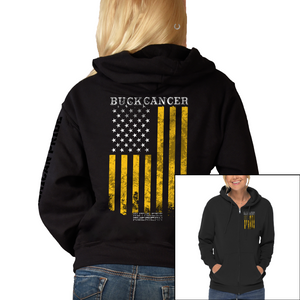Women's Buck Cancer Flag Gold - Zip-Up Hoodie
