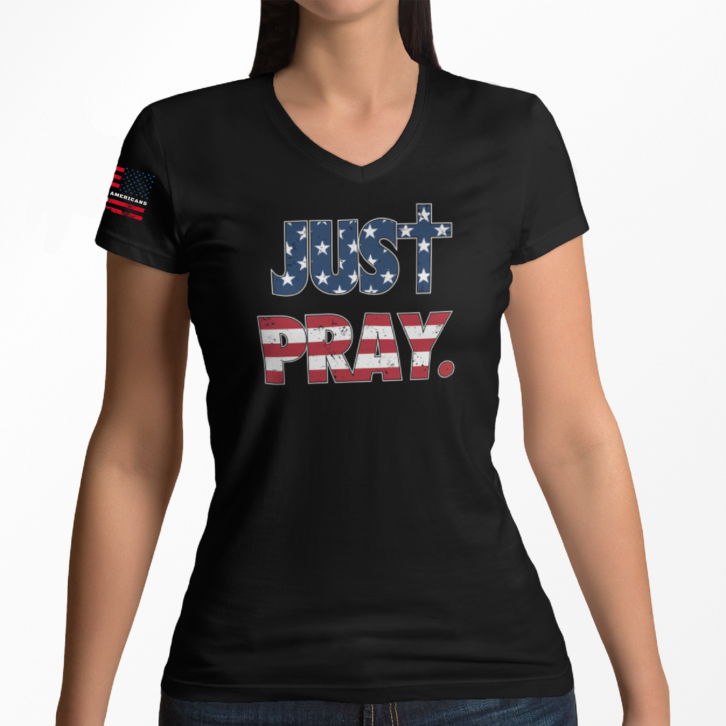 Women's Just Pray USA - V-Neck