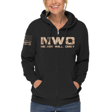 Load image into Gallery viewer, Women&#39;s Never Will Obey - Camo - Zip-Up Hoodie
