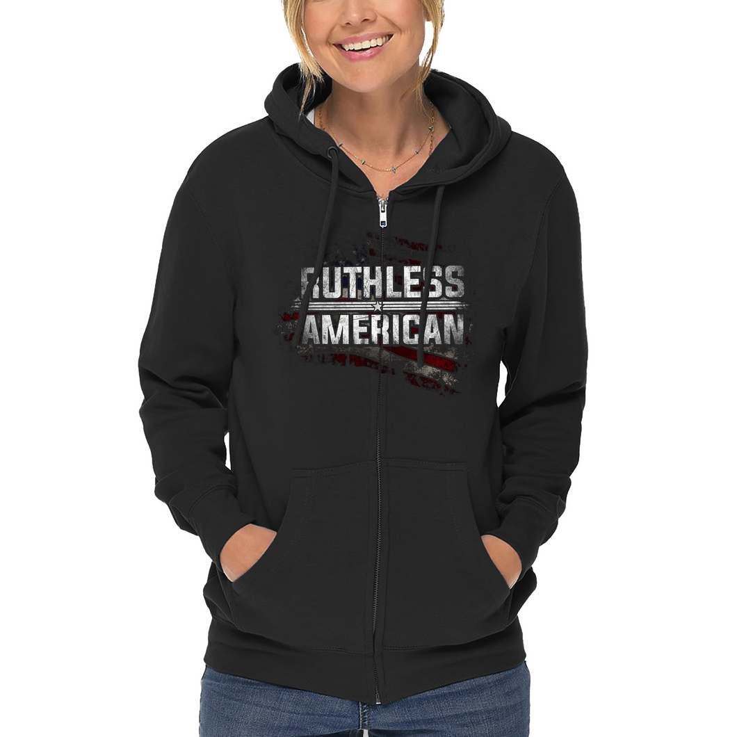 Women's Ruthless American Flag - Zip-Up Hoodie