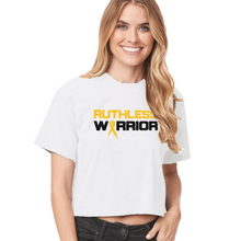 Load image into Gallery viewer, Women&#39;s Ruthless Warrior Gold Ribbon - Crop Top
