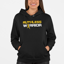 Load image into Gallery viewer, Women&#39;s Ruthless Warrior Gold Ribbon - Pullover Hoodie
