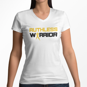 Women's Ruthless Warrior Gold Ribbon - V-Neck