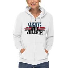 Load image into Gallery viewer, Women&#39;s Save OUR Children Red White &amp; Blue - Zip-Up Hoodie
