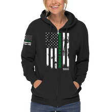 Load image into Gallery viewer, Women&#39;s Thin Green Line - Zip-Up Hoodie
