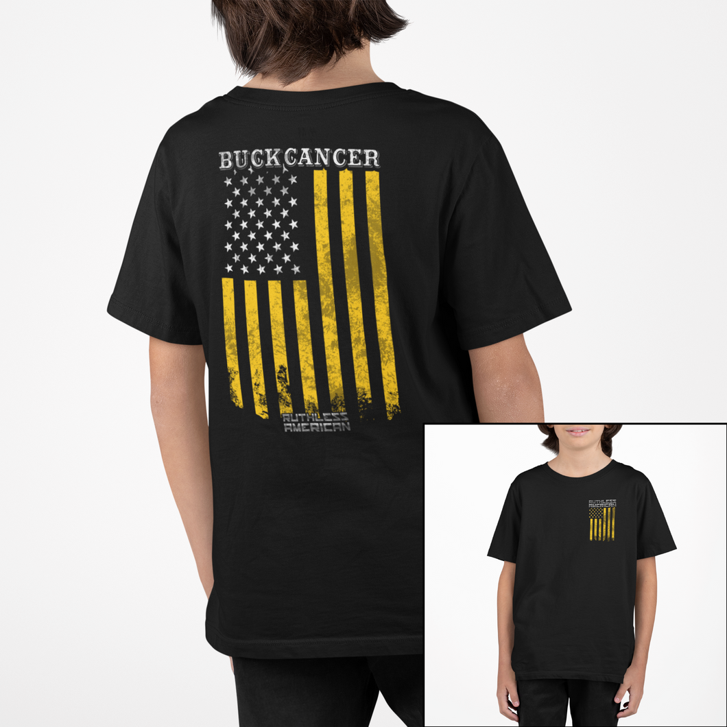 Youth Buck Cancer Flag Gold - S/S Tee
