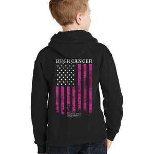 Youth Buck Cancer Flag - Pullover Hoodie