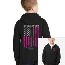 Load image into Gallery viewer, Youth Buck Cancer Flag - Zip-Up Hoodie
