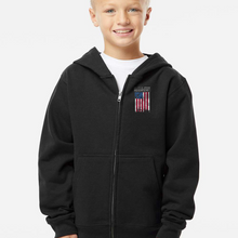 Load image into Gallery viewer, Youth Buck Cancer Flag Red White &amp; Blue - Zip-Up Hoodie

