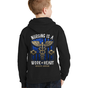 Youth Nursing Is A Work Of Heart - Blue - Pullover Hoodie
