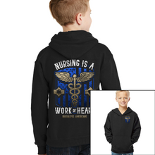 Load image into Gallery viewer, Youth Nursing Is A Work Of Heart - Blue - Pullover Hoodie
