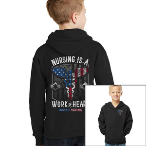Youth Nursing Is A Work Of Heart - USA - Pullover Hoodie