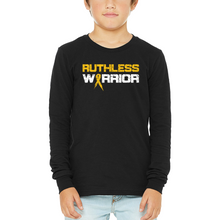 Load image into Gallery viewer, Youth Ruthless Warrior Gold Ribbon - L/S Tee
