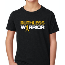 Load image into Gallery viewer, Youth Ruthless Warrior Gold Ribbon - S/S Tee
