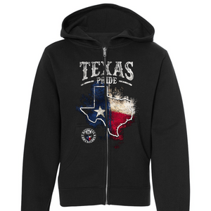 Youth Texas Pride - Front Only - Zip-Up Hoodie