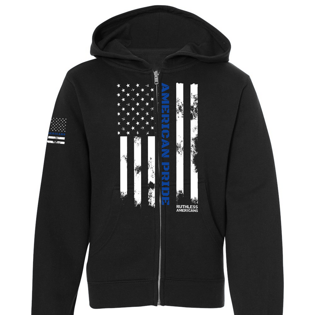 Youth Thin Blue Line - Zip-Up Hoodie