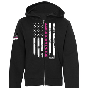 Youth Thin Pink Line - Zip-Up Hoodie