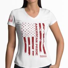 Load image into Gallery viewer, Women&#39;s American Pride Tactical Colored Flag - V-Neck
