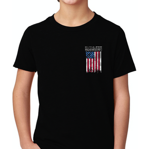 Youth Buck Cancer Flag Red White & Blue - S/S Tee