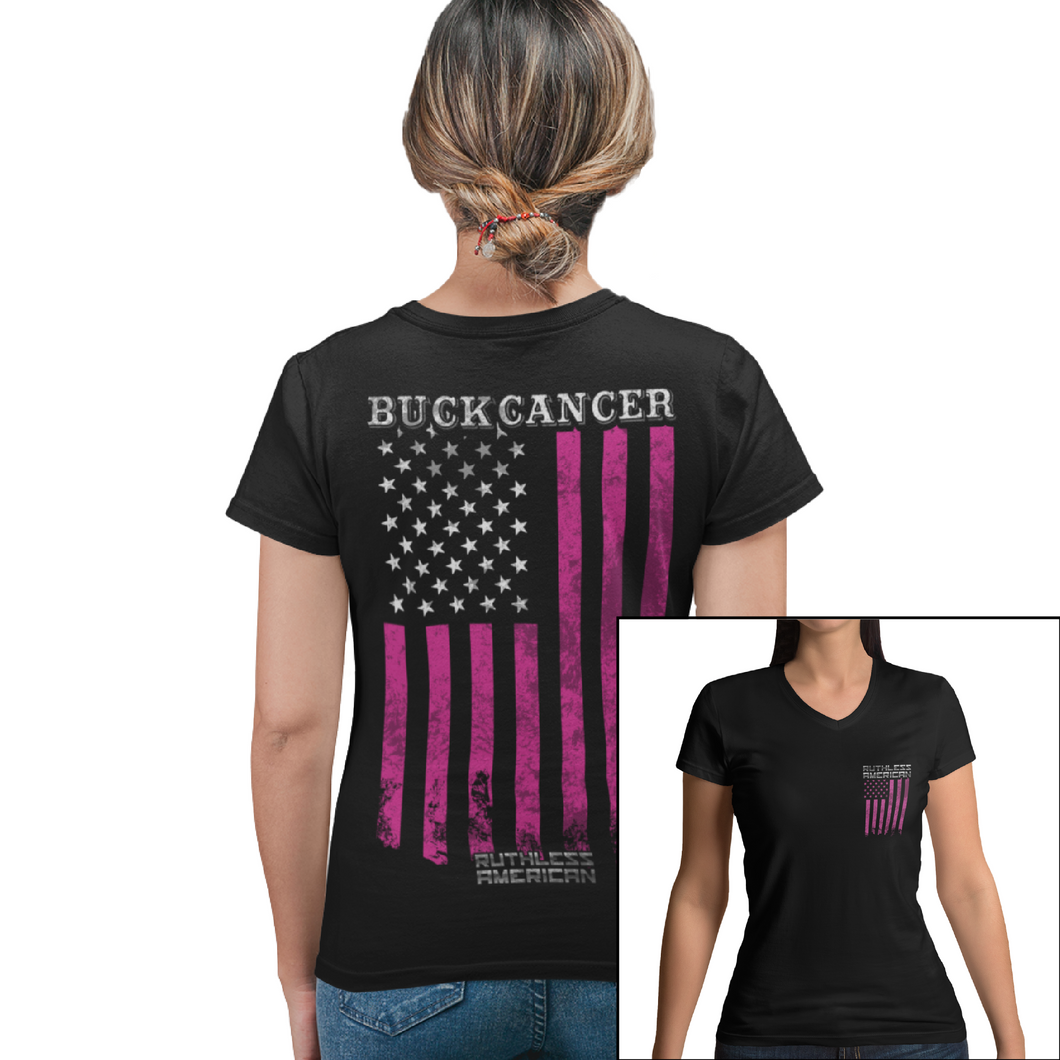 Women's Buck Cancer Flag - V-Neck