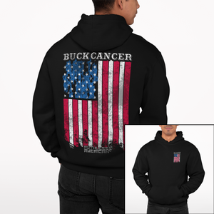 Buck Cancer Flag Red White & Blue - Pullover Hoodie