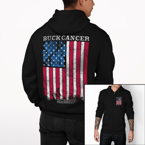 Buck Cancer Flag Red White & Blue - Zip-Up Hoodie
