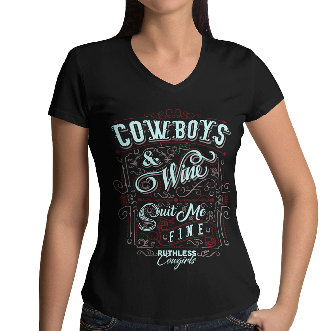 Women's Cowboys & Wine - V-Neck
