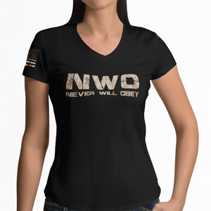Women's Never Will Obey - Camo - V-Neck
