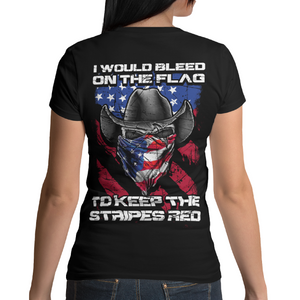 Women's Keep The Stripes Red - Cowgirl - S/S Tee