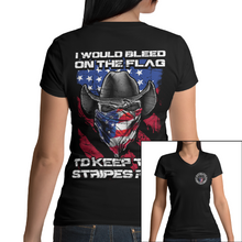 Load image into Gallery viewer, Women&#39;s Keep The Stripes Red - Cowgirl - V-Neck
