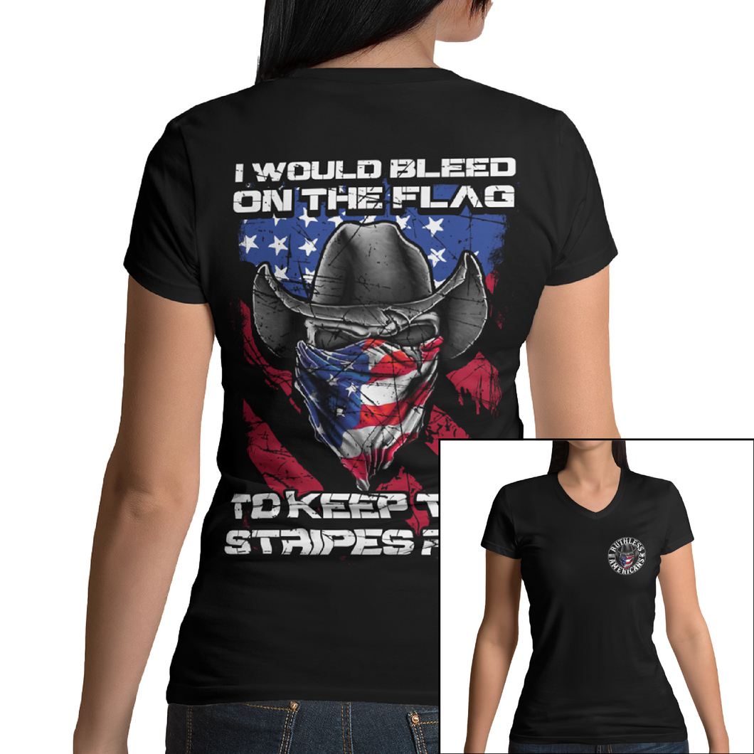 Women's Keep The Stripes Red - Cowgirl - V-Neck