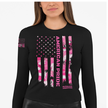 Load image into Gallery viewer, Women&#39;s American Pride Tactical Pink Camo - L/S Tee

