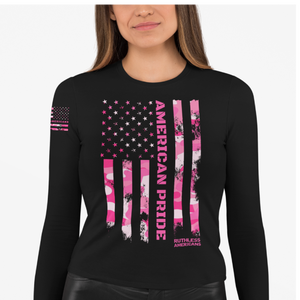 Women's American Pride Tactical Pink Camo - L/S Tee
