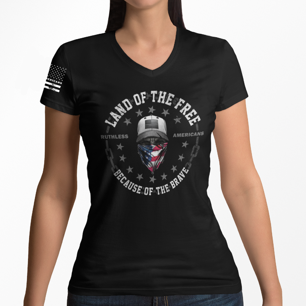Women's Land Of The Free - Front - V-Neck
