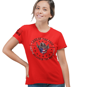Women's Land of The Free - Cowgirl - Front Only - S/S Tee
