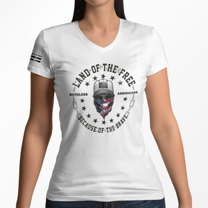 Women's Land Of The Free - Front - V-Neck