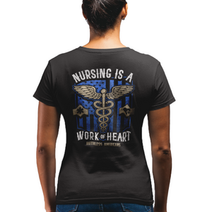 Women's Nursing Is A Work Of Heart - Blue - V-Neck
