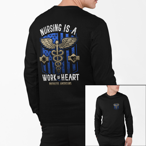 Nursing Is A Work Of Heart - Blue - L/S Tee