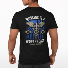 Load image into Gallery viewer, Nursing Is A Work Of Heart - Blue - S/S Tee
