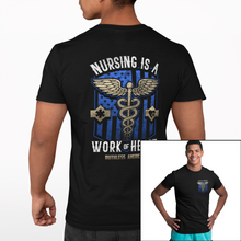 Load image into Gallery viewer, Nursing Is A Work Of Heart - Blue - S/S Tee
