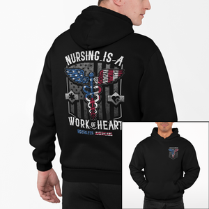Nursing Is A Work Of Heart - USA - Pullover Hoodie